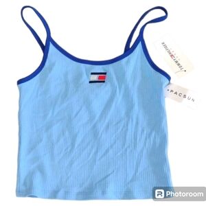 Tommy Hilfiger Sport Blue Ribbed Crop Tank Pac Sun Size Small NEW